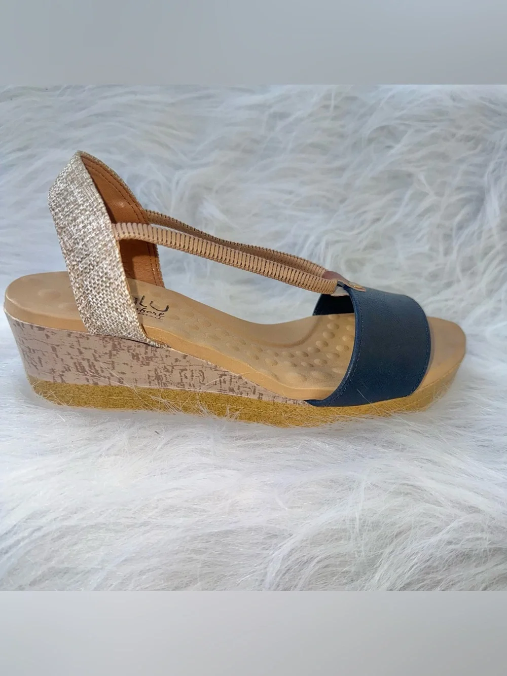 Malu Super Comfort Navy Wedge Sandals Made in Brazil – Women’s 7 NWOT